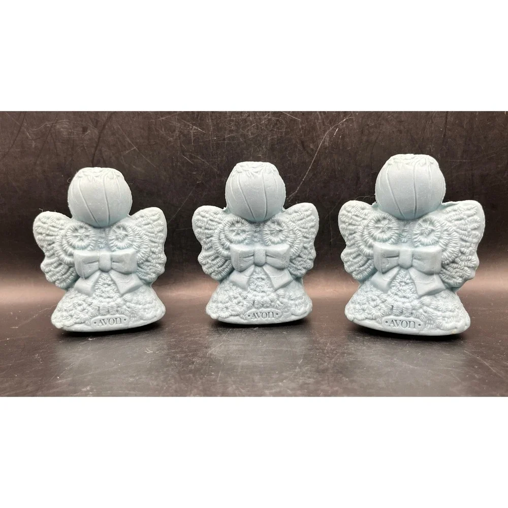 Vtg Avon Angel Lace‎ 3 Hostess Fragranced Soaps Light Blue New in Box Collector